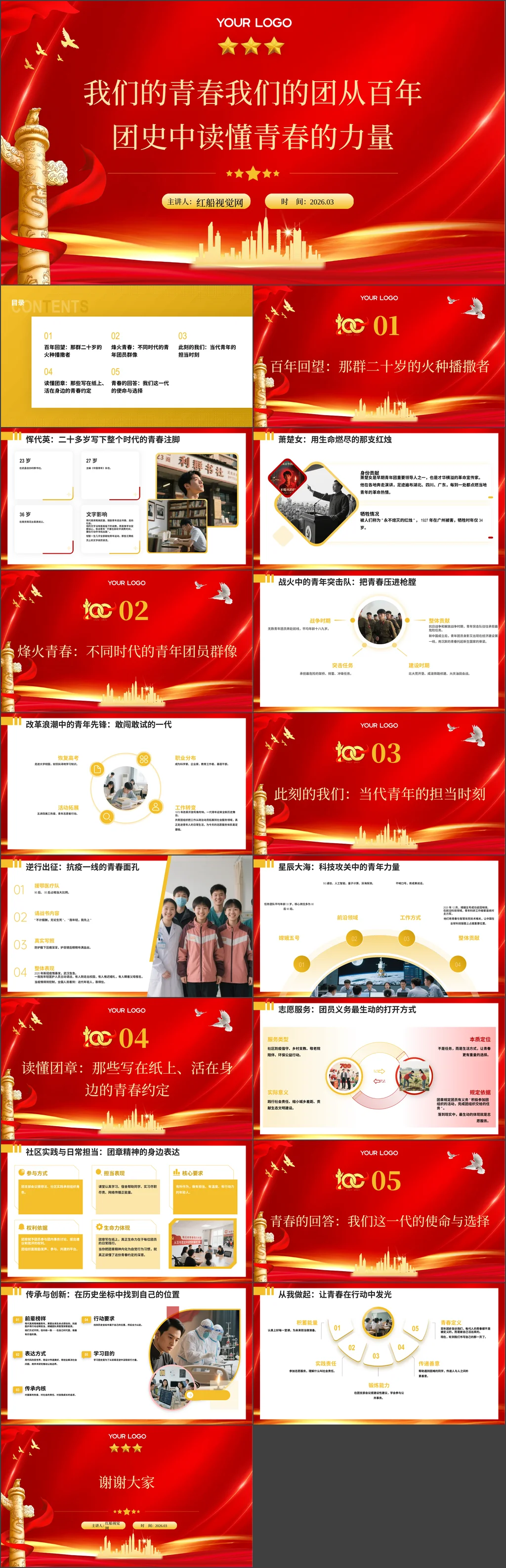 2026年共青团团课从百年团史中读懂青春的力量ppt课件