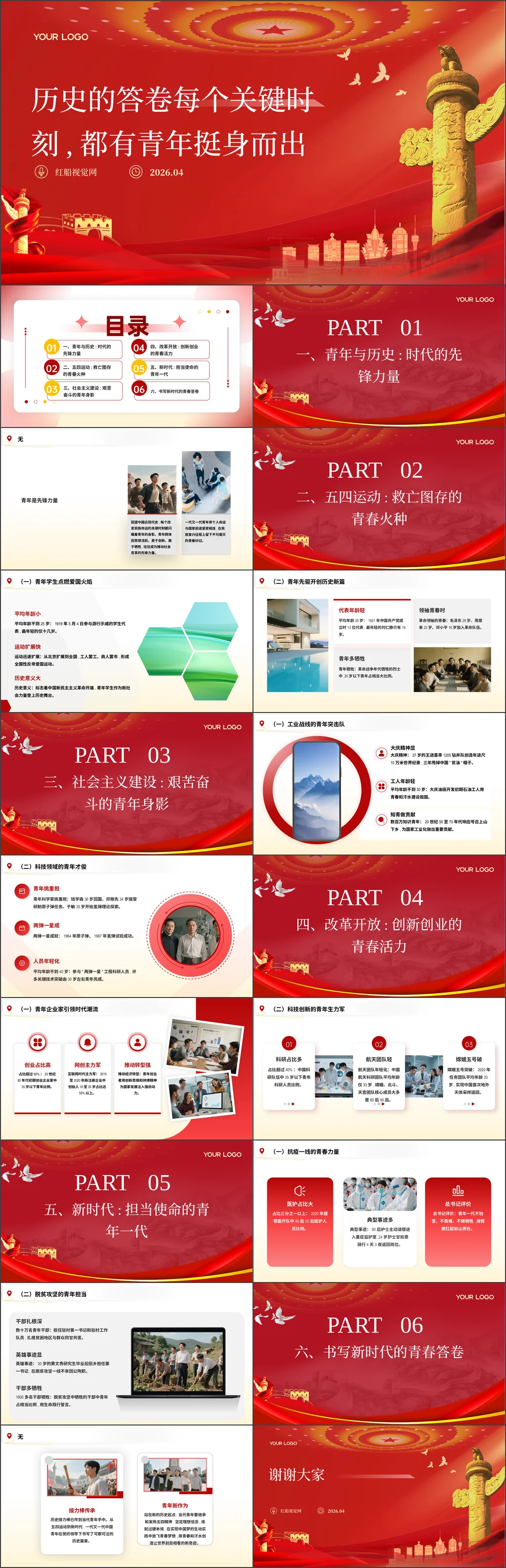 2026年历史的答卷每个关键时刻,都有青年挺身而出团课ppt带讲稿