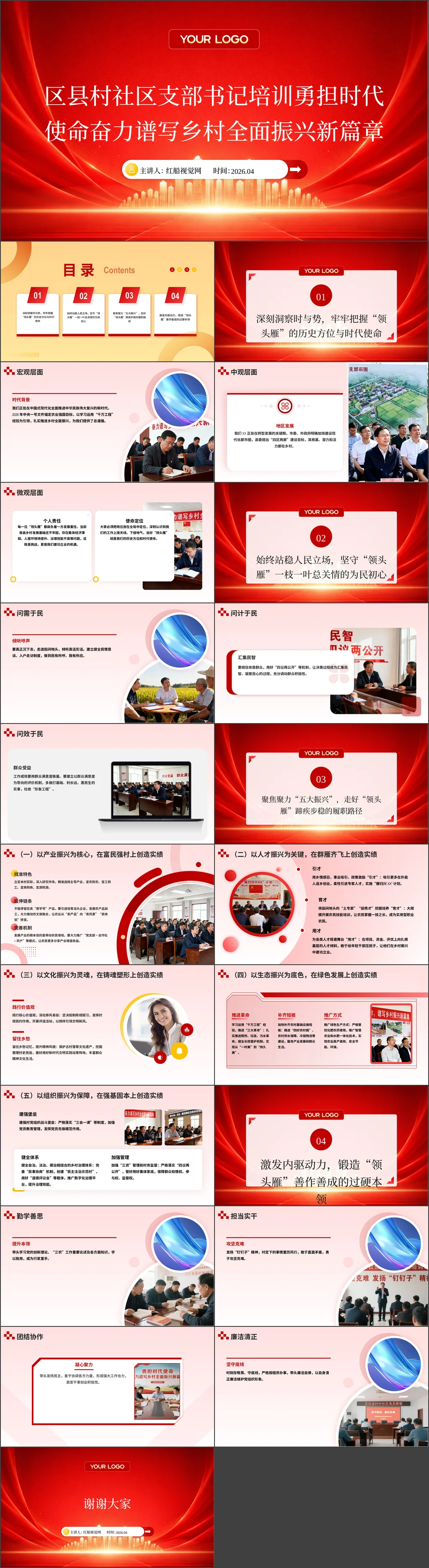 2026年基层党组织区县村社区支部书记培训勇担时代使命奋力谱写乡村全面振兴新篇章党课ppt