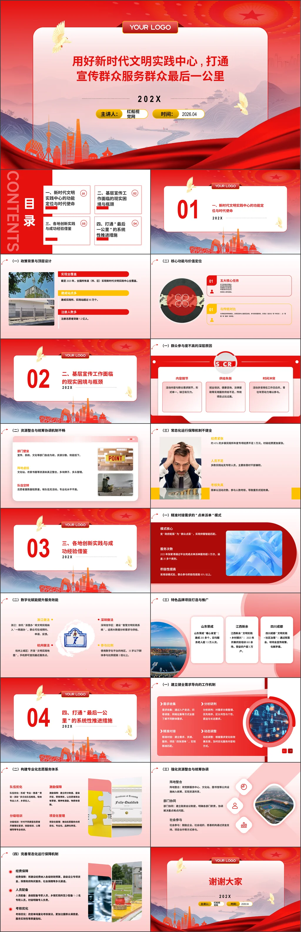 2026年用好新时代文明实践中心,打通宣传群众服务群众最后一公里党课ppt带讲稿