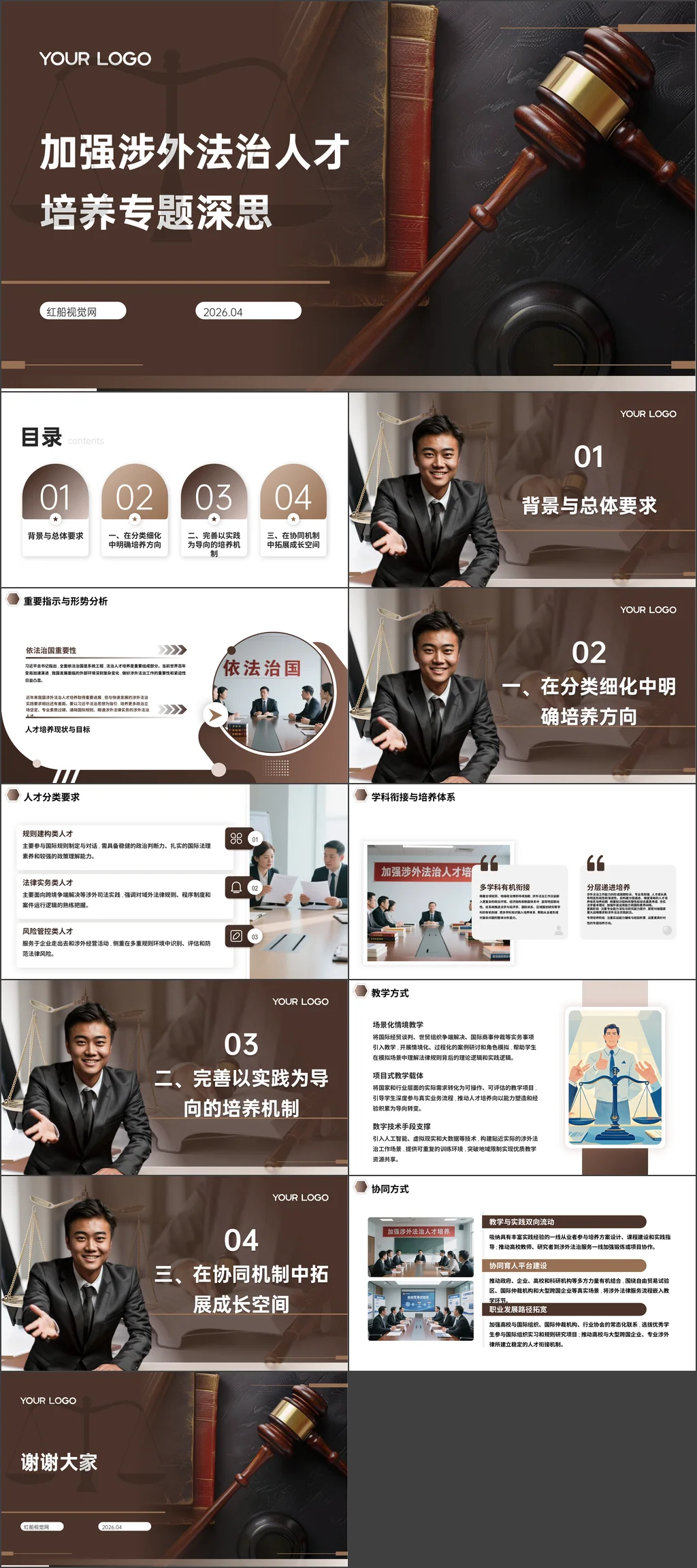 2026年高校加强涉外法治人才培养专题深思党课ppt