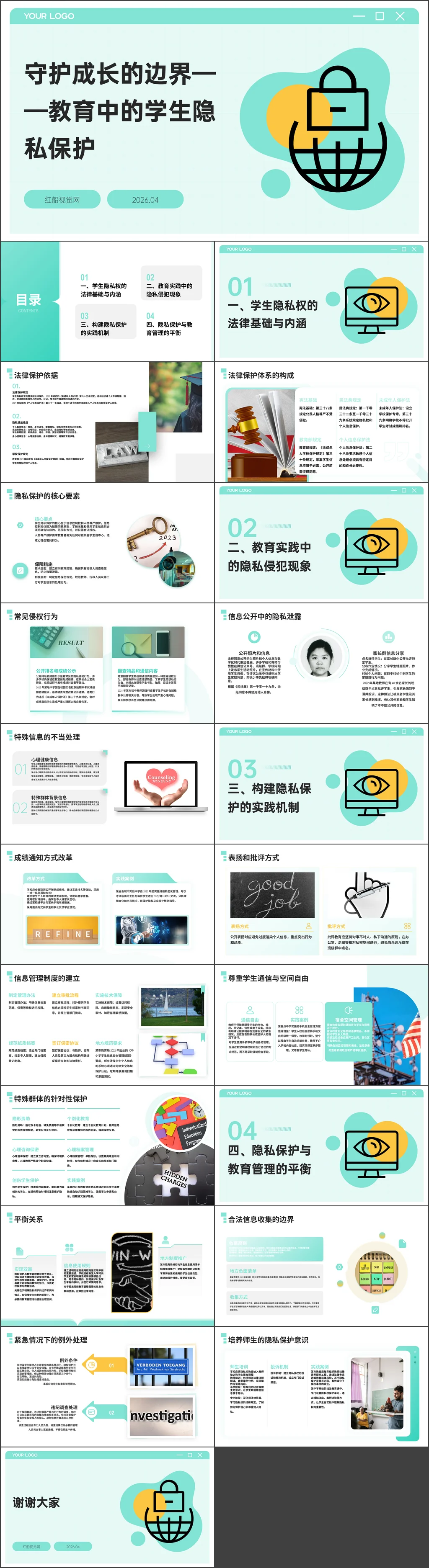 2026教师职业道德ppt守护成长的边界教育中的学生隐私保护党课课件