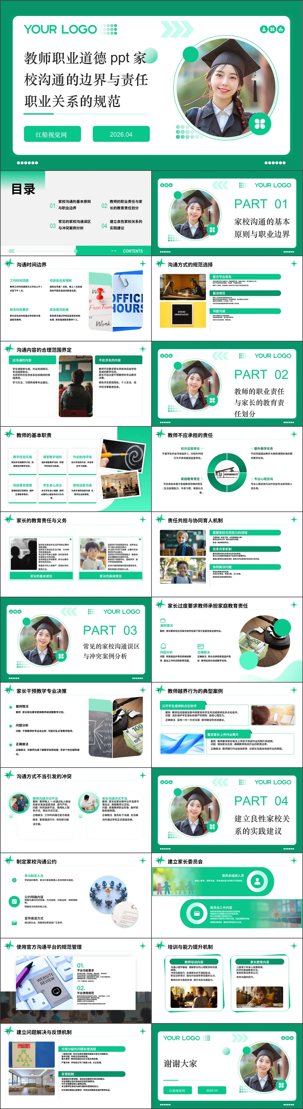 中学教师职业道德ppt家校沟通的边界与责任职业关系的规范主题班会ppt