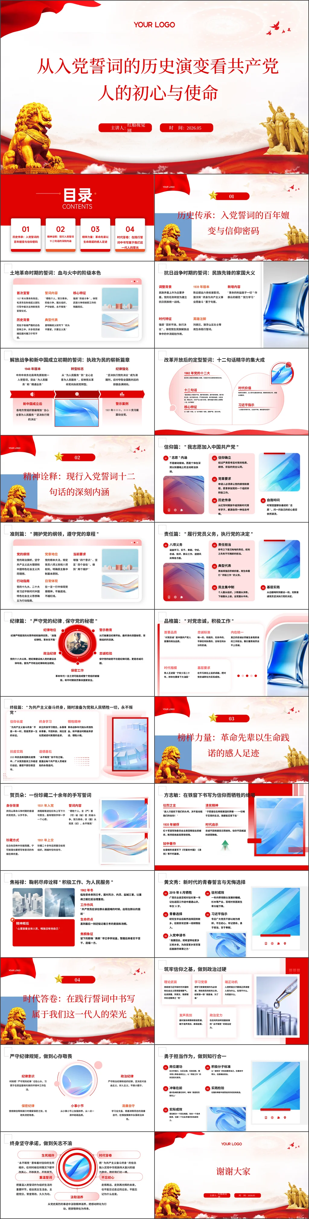 入党积极分子从入党誓词的历史演变看共产党人的初心与使命党课ppt课件