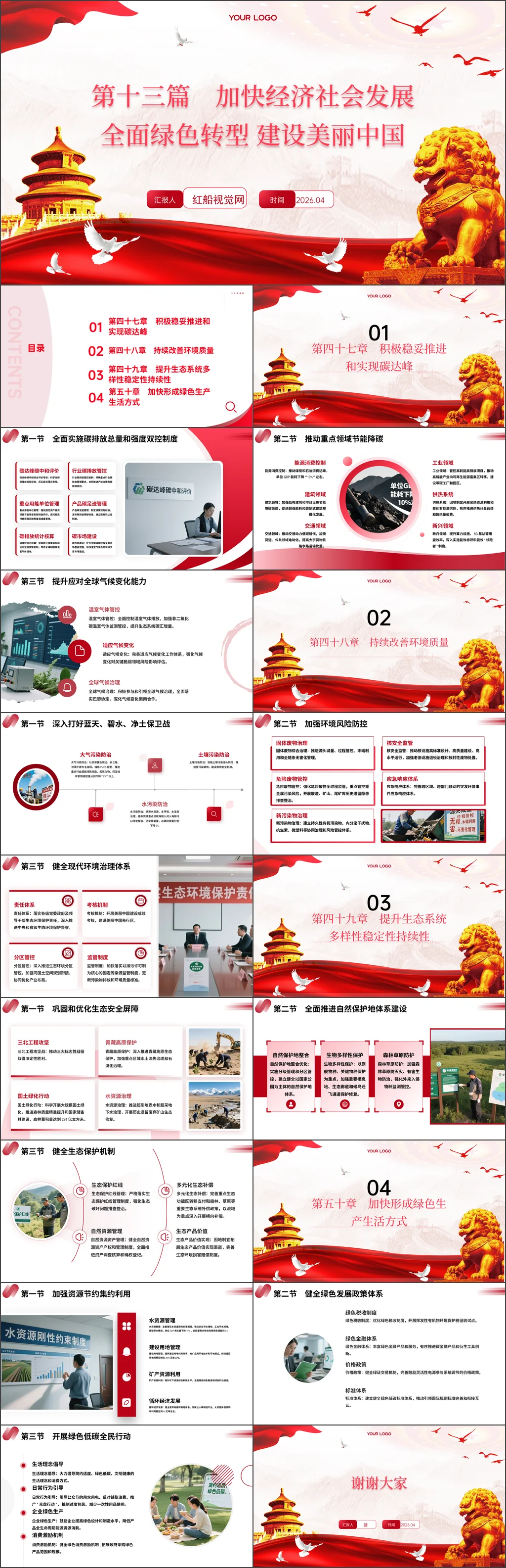 十五五规划第十三篇加快经济社会发展全面绿色转型建设美丽中国党课课件