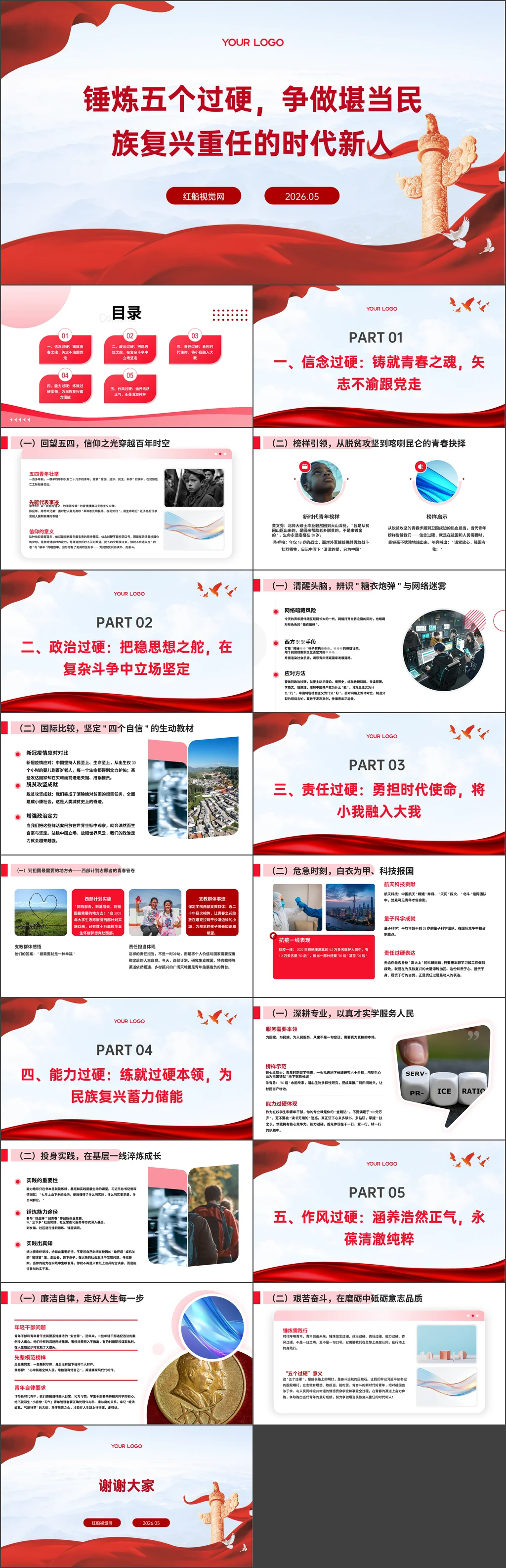 大学生锤炼五个过硬，争做堪当民族复兴重任的时代新人团课ppt
