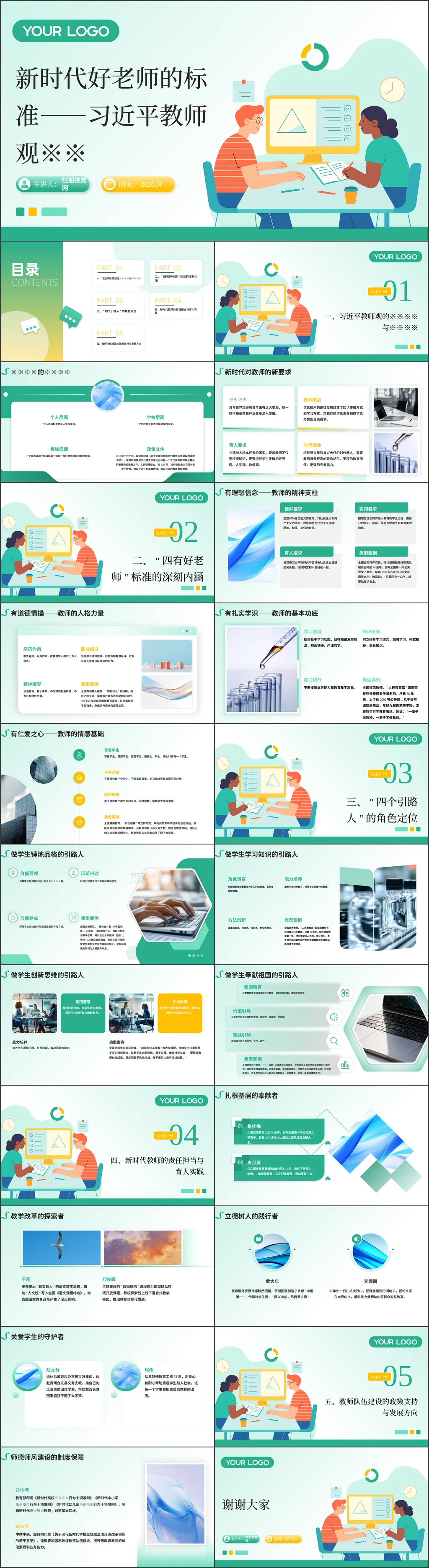 教师职业道德ppt新时代好老师的标准党课课件