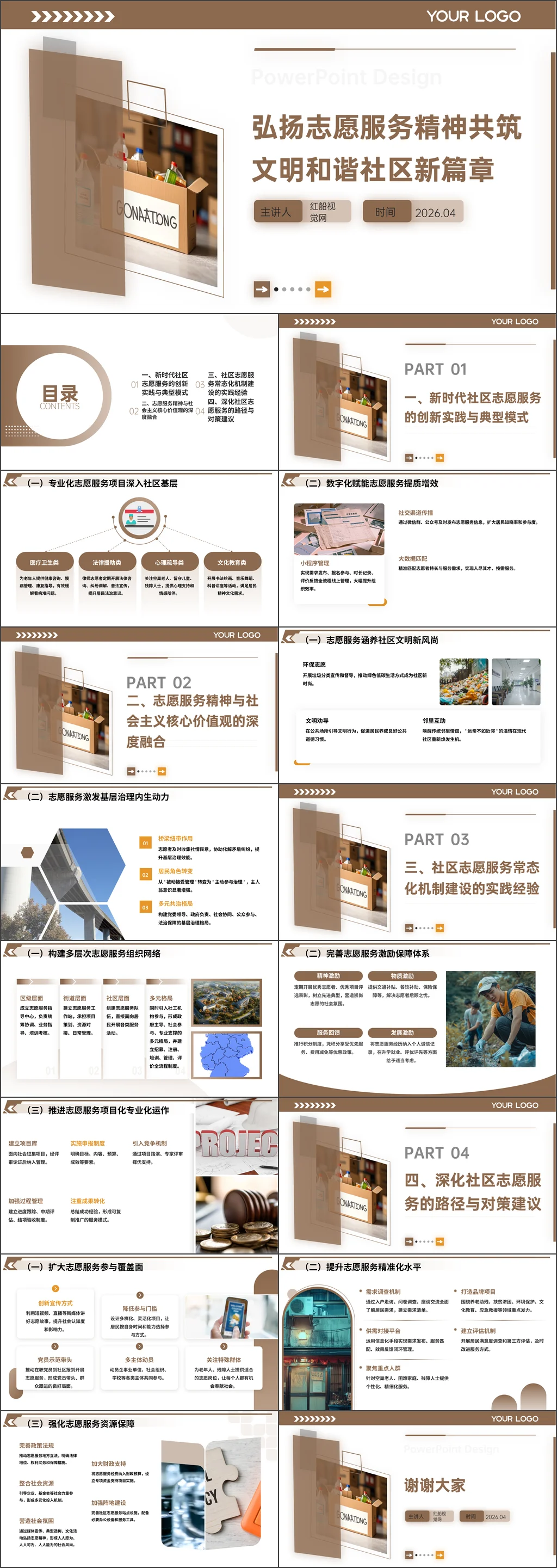 新时代文明实践弘扬志愿服务精神,共筑文明和谐社区新篇章党课ppt
