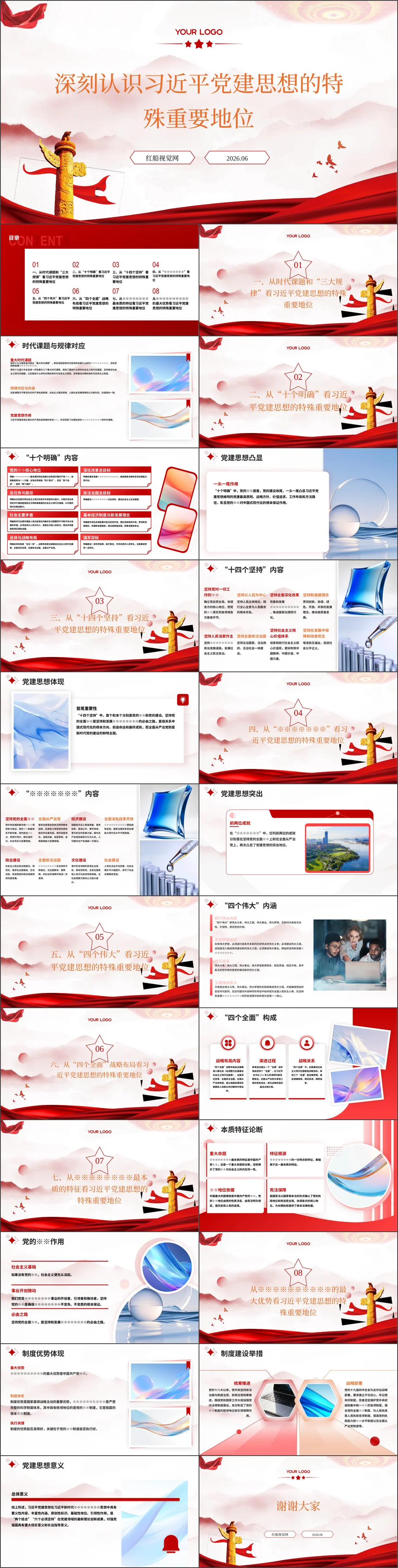 深刻认识习近平党建思想的特殊重要地位2026党课ppt